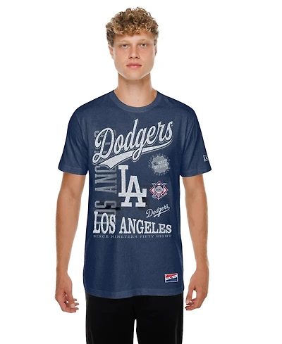 New Era Men's Navy Los Angeles Dodgers Oversized Throwback Distressed T-Shirt