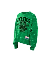 New Era Women's Kelly Green Boston Celtics Throwback Collection Mineral Wash Crewneck Sweatshirt