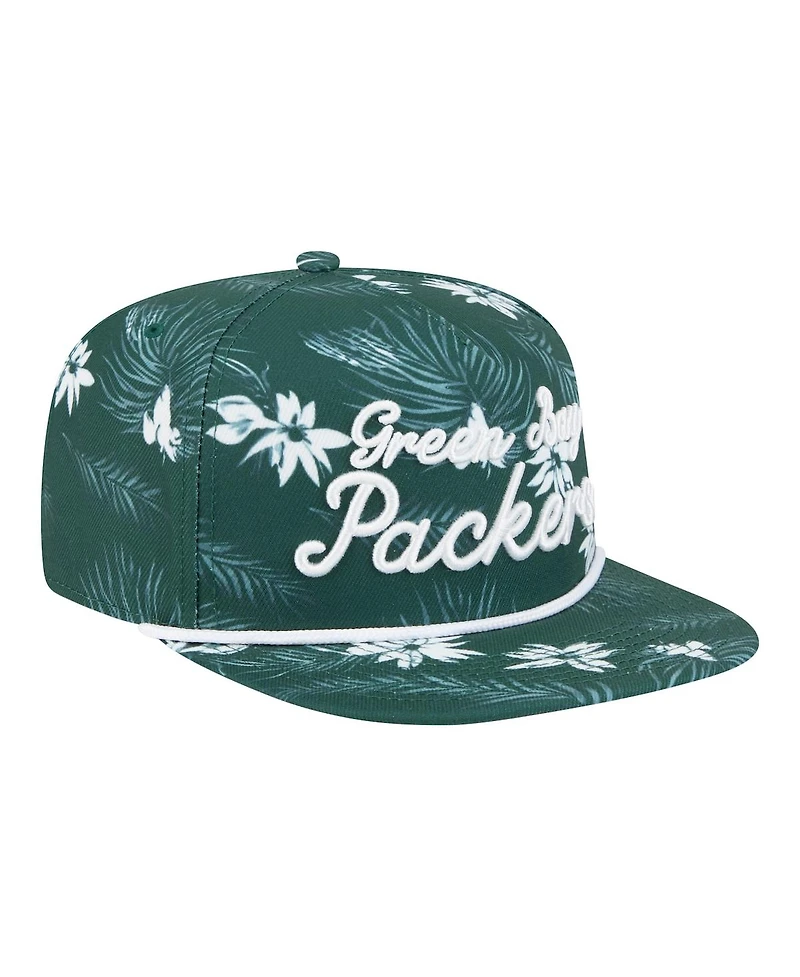 New Era Men's Green Green Bay Packers Palm Print A-Frame 9FIFTY Snapback Hat