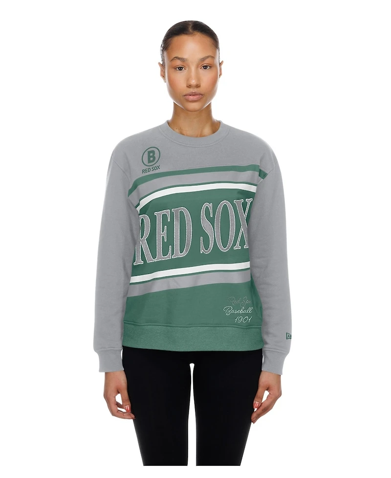 New Era Women's Dark Green Boston Red Sox City Connect Gameday Crewneck Fleece Sweatshirt