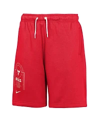 Nike Big Boys and Girls Red Chicago Bulls Courtside Club Fleece Shorts