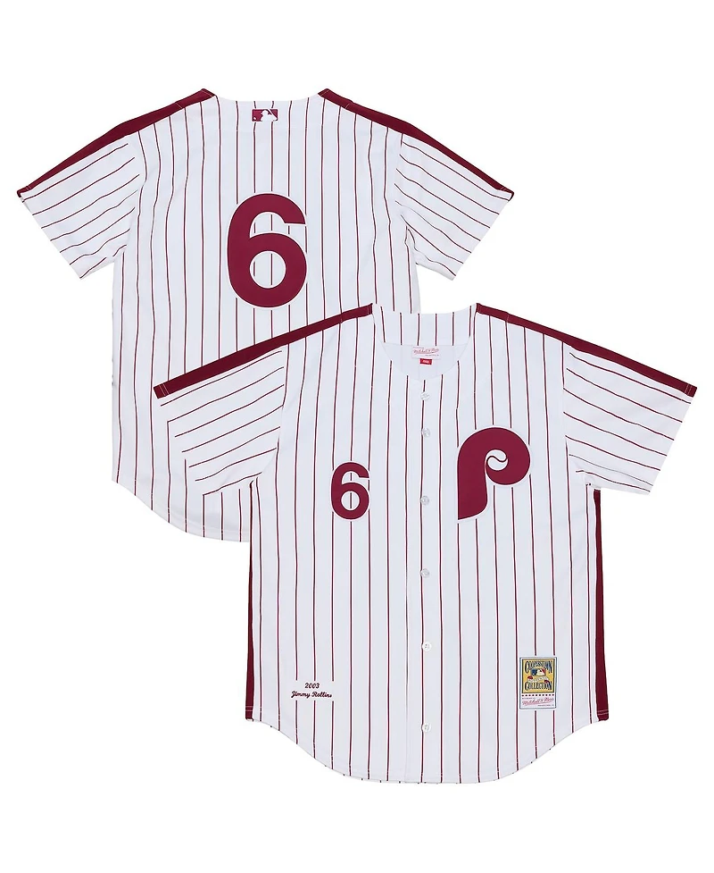 Mitchell & Ness Men's Jimmy Rollins White Philadelphia Phillies 2003 Cooperstown Collection Authentic Jersey