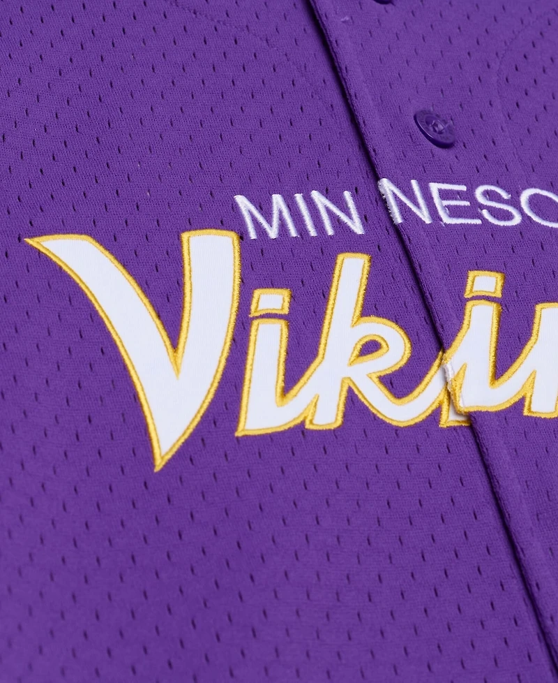 Mitchell & Ness Men's Purple Minnesota Vikings Head Coach Mesh Full-Button Fashion Jersey