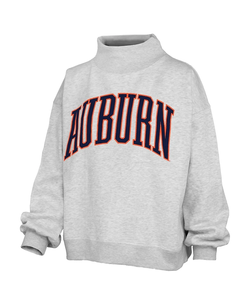 Pressbox Women's Heather Gray Auburn Tigers Oversized Nelson Mock Neck Sweatshirt