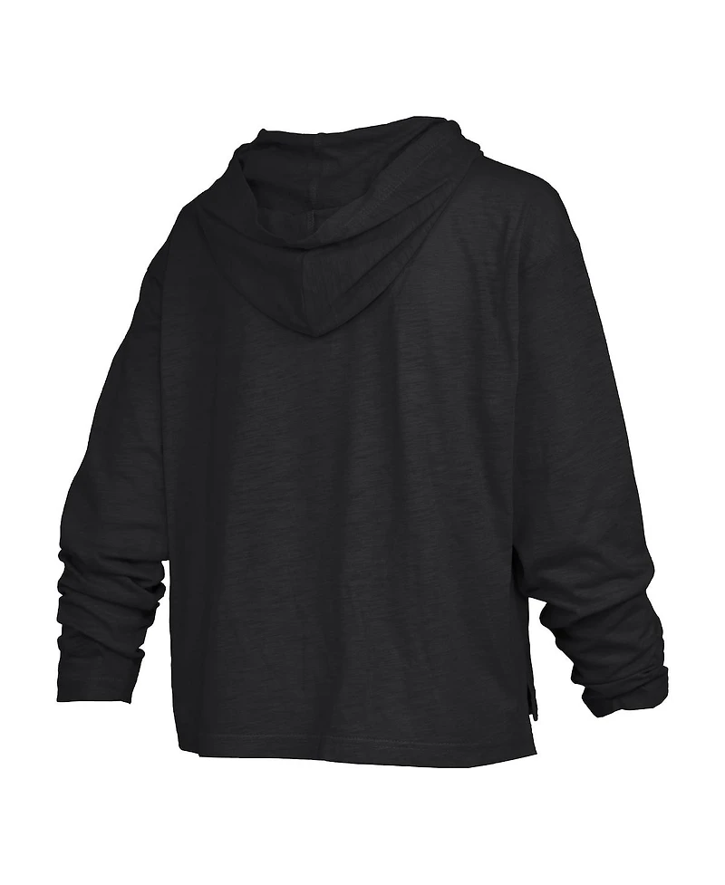 Pressbox Women's Black Purdue Boilermakers Nelson Arch Over Logo Long Sleeve Hooded Slub T-Shirt