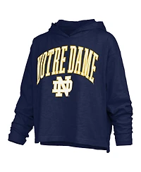 Pressbox Women's Navy Notre Dame Fighting Irish Nelson Arch Over Logo Long Sleeve Hooded Slub T-Shirt