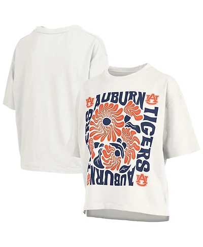 Pressbox Women's White Auburn Tigers Elena Oversized Slub T-Shirt