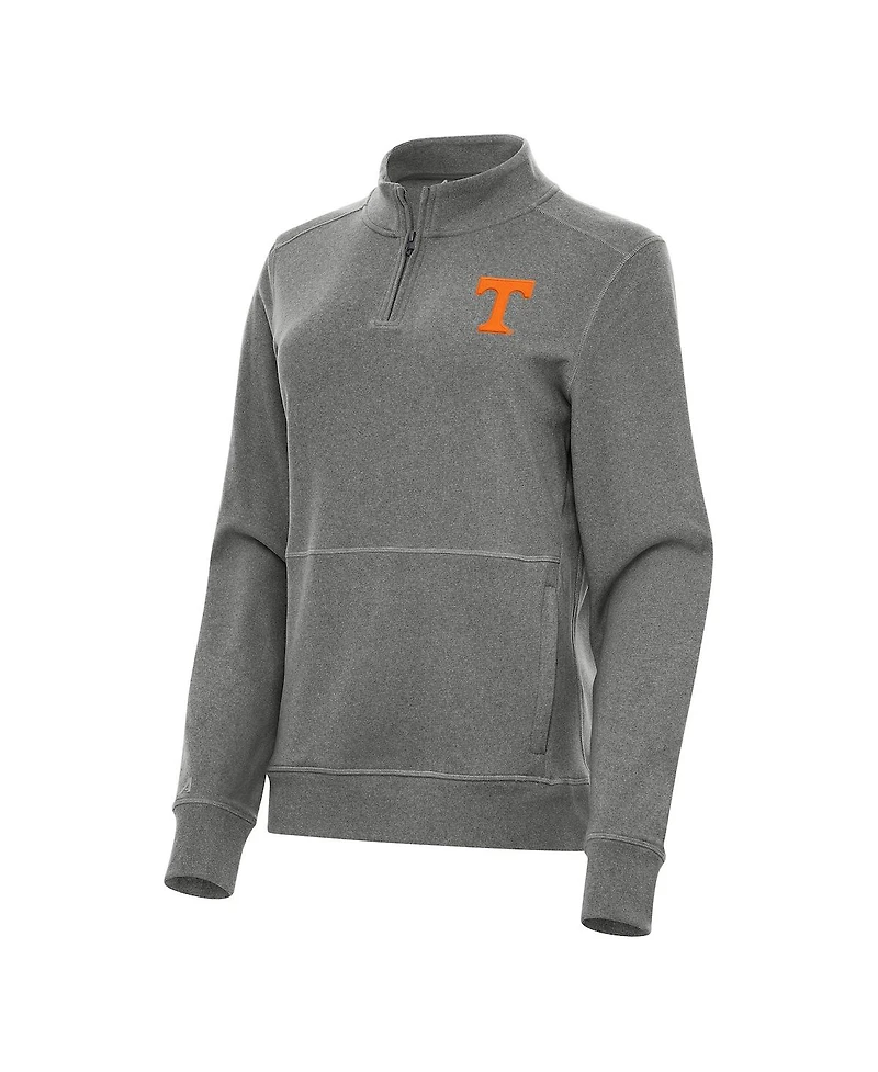 Antigua Women's Heather Charcoal Tennessee Volunteers Crush Quarter-Zip Fleece Sweatshirt