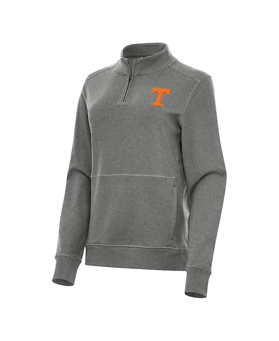 Antigua Women's Heather Charcoal Tennessee Volunteers Crush Quarter-Zip Fleece Sweatshirt