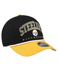 New Era Big Boys and Girls Black/Gold Pittsburgh Steelers Arch Coolera 9FORTY A-Frame Adjustable Hat