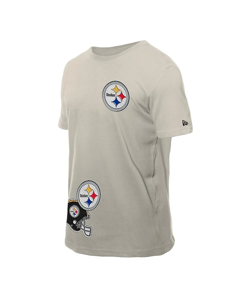 New Era Men's Light Beige Pittsburgh Steelers Multi Patch T-Shirt