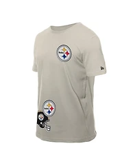 New Era Men's Light Beige Pittsburgh Steelers Multi Patch T-Shirt