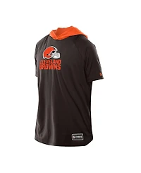 New Era Men's Brown Cleveland Browns Combine Authentic Hooded Raglan Short-Sleeve T-Shirt