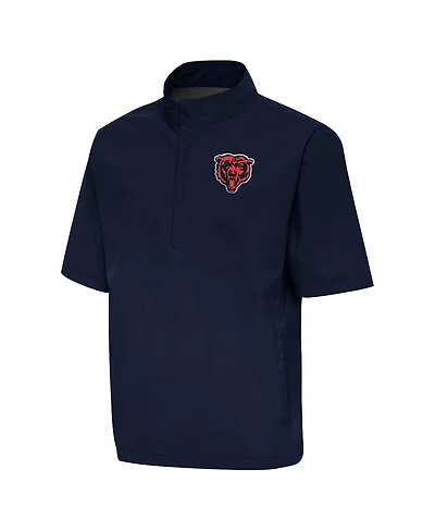 Antigua Men's Navy Chicago Bears Brisk Short Sleeve Quarter-Zip Windshirt Jacket