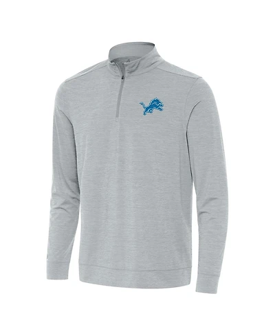 Antigua Men's Heather Gray Detroit Lions Bright Quarter-Zip Top
