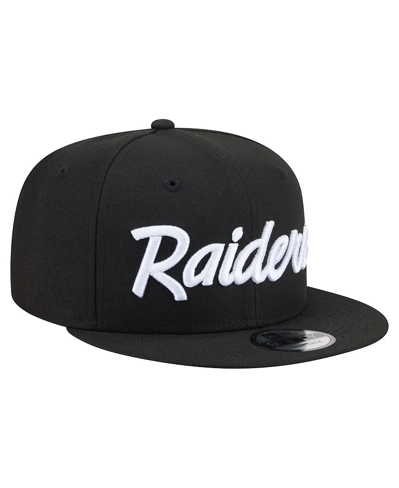 New Era Men's Black Las Vegas Raiders Core Team Script 9FIFTY Snapback Hat