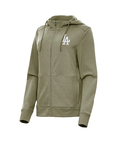 Antigua Women's Olive Los Angeles Dodgers Seeker Full-Zip Hoodie Jacket