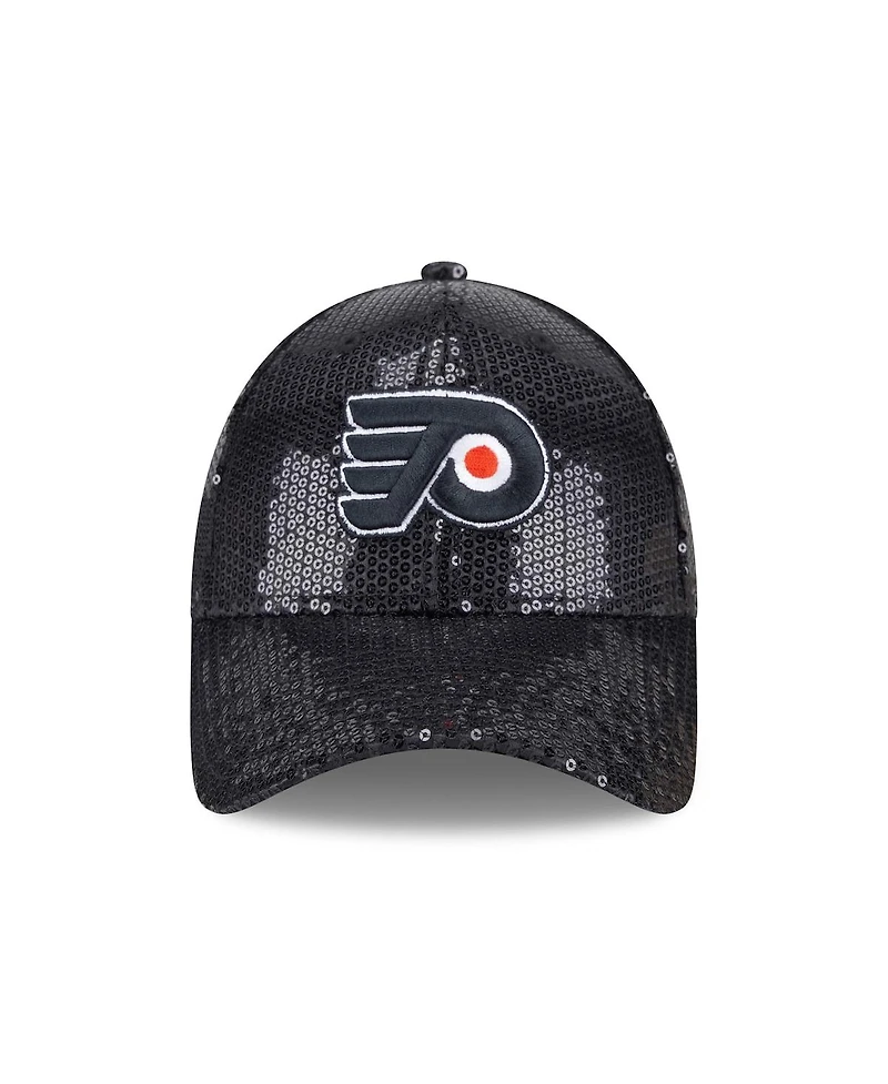 New Era Women's Black Philadelphia Flyers Sequin 9FORTY Adjustable Hat