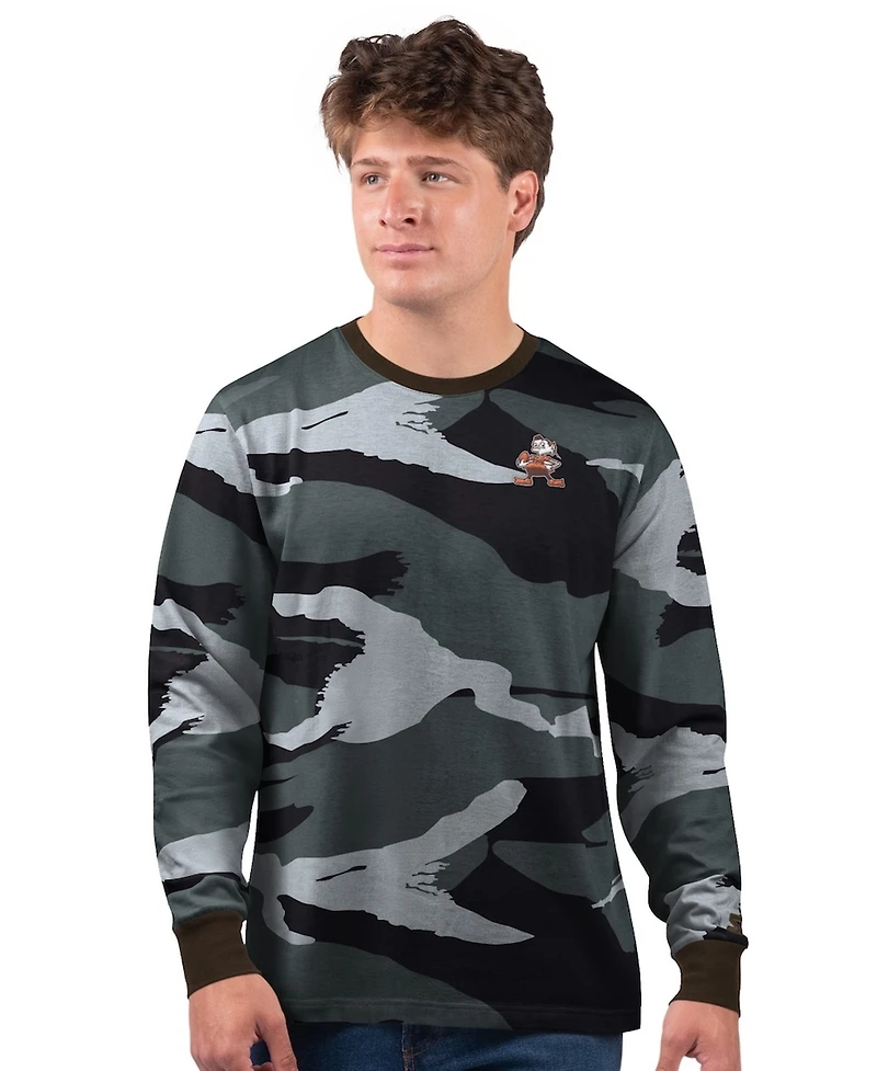 Starter Men's Gray Cleveland Browns Thursday Night Gridiron Logo Long Sleeve T-Shirt
