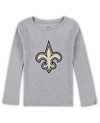 Outerstuff Preschool Heather Gray New Orleans Saints Long Sleeve T-Shirt and Pants Sleep Set