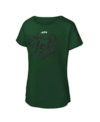Outerstuff Big Girls Green New York Jets Script Heart Dolman T-Shirt