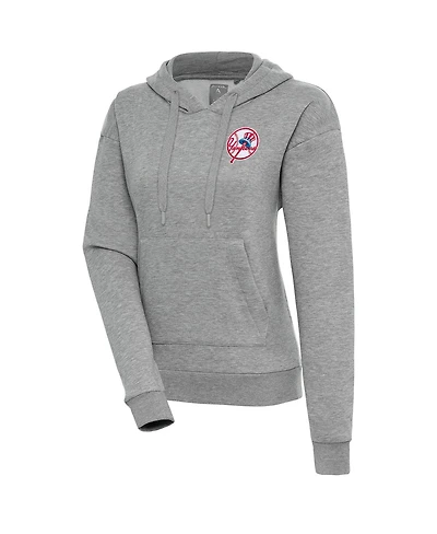 Antigua Women's Heather Gray New York Yankees Cooperstown Victory Pullover Hoodie