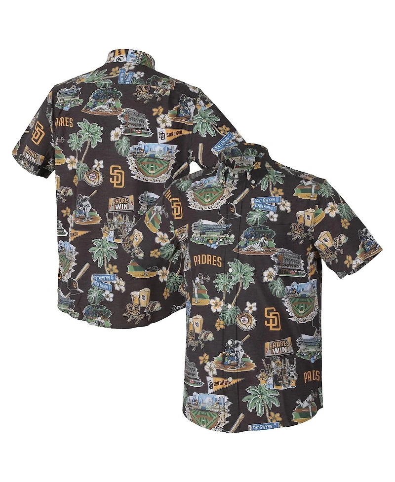Reyn Spooner Men's Brown San Diego Padres Big Tall Scenic Performance Tri-Blend Aloha Button-Down Shirt