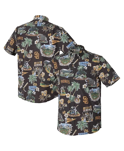 Reyn Spooner Men's Brown San Diego Padres Big Tall Scenic Performance Tri-Blend Aloha Button-Down Shirt