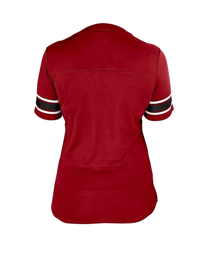 Fanatics Women's Crimson Alabama Crimson Tide Plus Size Mesh Overlay Lace-Up Jersey T-Shirt