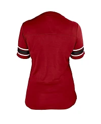 Fanatics Women's Crimson Alabama Crimson Tide Plus Size Mesh Overlay Lace-Up Jersey T-Shirt