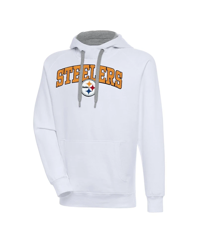 Antigua Men's White Pittsburgh Steelers Victory Pullover Hoodie