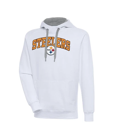 Antigua Men's White Pittsburgh Steelers Victory Pullover Hoodie