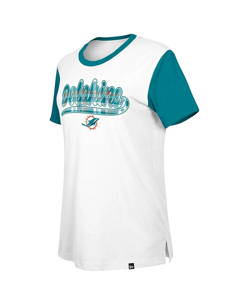 New Era Women's White/Aqua Miami Dolphins 3rd Down T-Shirt