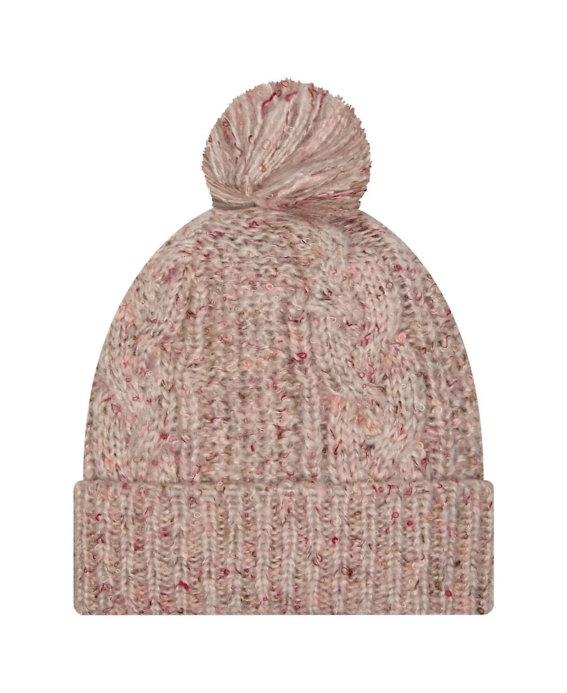 New Era Women's Stone Miami Dolphins Trendy Tone Cuffed with Pom Knit Hat