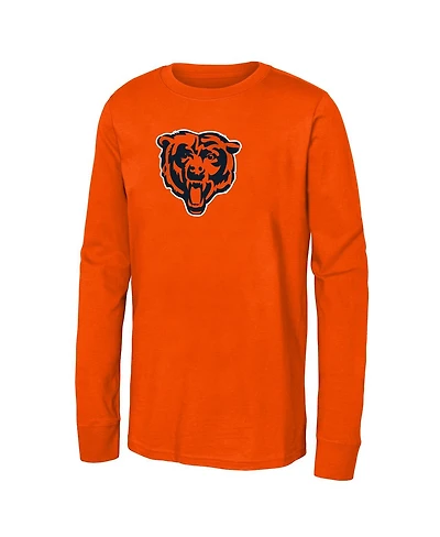 Outerstuff Big Boys and Girls Orange Chicago Bears Primary Logo Long Sleeve T-Shirt
