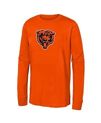 Outerstuff Big Boys and Girls Orange Chicago Bears Primary Logo Long Sleeve T-Shirt