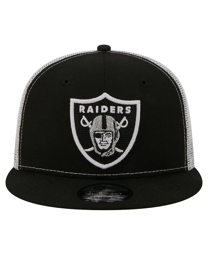 New Era Men's Black Las Vegas Raiders Core Team 9FIFTY Trucker Snapback Hat