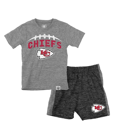 Wes & Willy Toddler Gray/Charcoal Kansas City Chiefs T-Shirt and Shorts Set