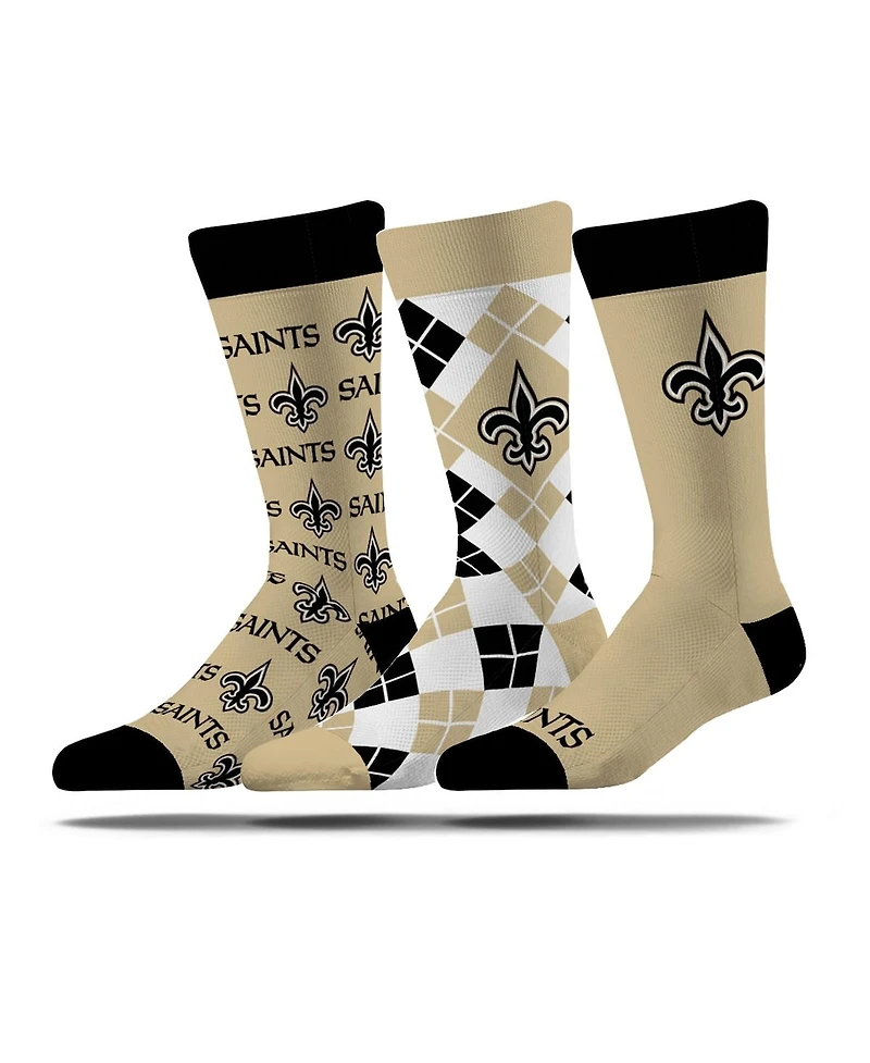 Strideline Men's and Women's 3-Pack New Orleans Saints Business Knit Crew Socks
