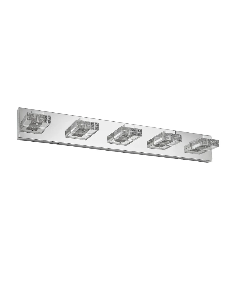 Busdays 31 Inch Modern 5 Light Led Vanity Light Square Acrylic Lampshades Wall Mount Fixture for Bathroom Mirror Lighting
