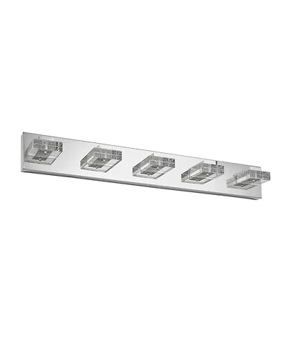 Busdays 31 Inch Modern 5 Light Led Vanity Light Square Acrylic Lampshades Wall Mount Fixture for Bathroom Mirror Lighting