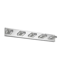 Busdays 31 Inch Modern 5 Light Led Vanity Light Square Acrylic Lampshades Wall Mount Fixture for Bathroom Mirror Lighting