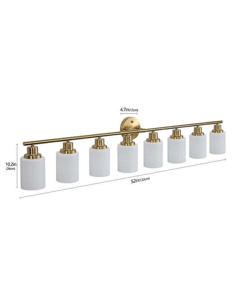 Busdays 52 Inch Modern 8 Light Vanity Wall Sconce with Frosted Glass Shades for Bathroom or Hallway Lighting No Bulbs