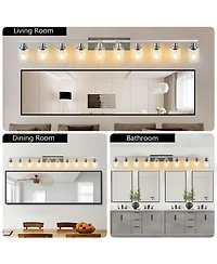 Busdays 10 Light Brushed Nickel Bathroom Vanity Light Fixture with Clear Glass Wall Sconce Over Mirror Large Vanity Lighting