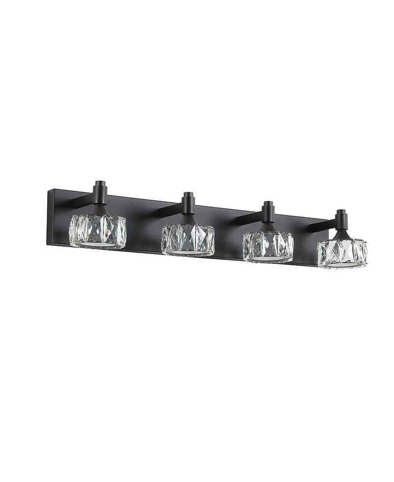 Busdays Modern 4 Light Led Vanity Light Fixture with Crystal Glass Shades Bathroom Wall Sconce for Elegant Contemporary Home Decor