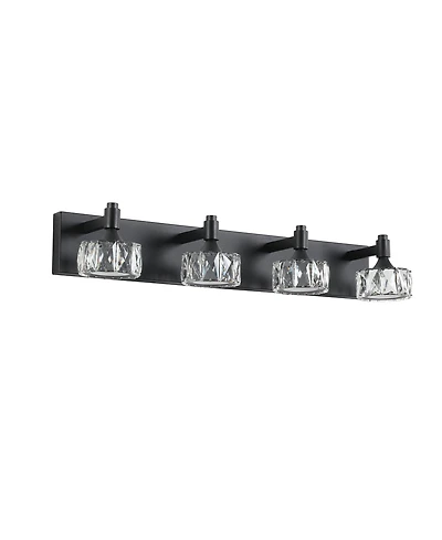 Busdays Modern 4 Light Led Vanity Light Fixture with Crystal Glass Shades Bathroom Wall Sconce for Elegant Contemporary Home Decor