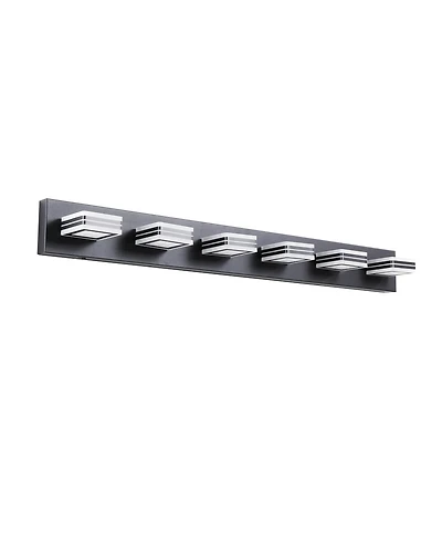 Busdays 40 Inch Modern 6 Light Led Vanity Light Sleek Bathroom Wall Fixture Iron and Acrylic Dimmable for Mirror Lighting