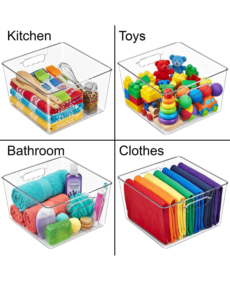 Sorbus Pack Large Square Stackable Storage Bins with Handles - for Storage, Closet