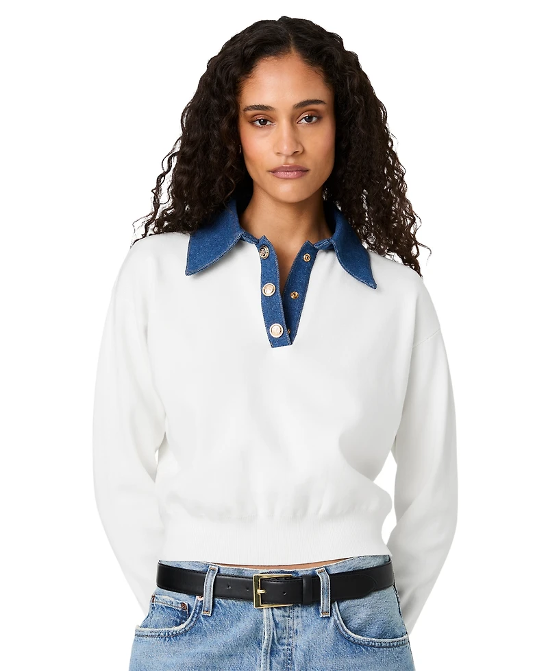 French Connection Women's Denim Knit Collared Sweater