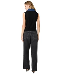 French Connection Women's Maxine Knit Denim Collar Sleeveless Sweater